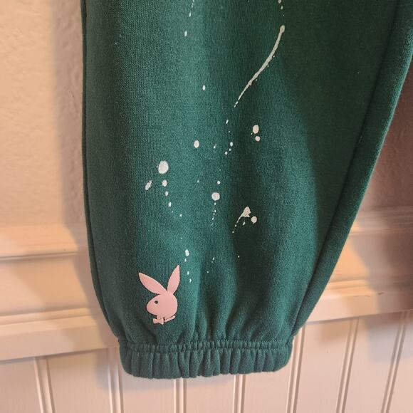 Playboy Women's Size S Sweatpants Green/Pink 90's Sexy Bunny Logo Sweatshirt NWT - Picture 3 of 5